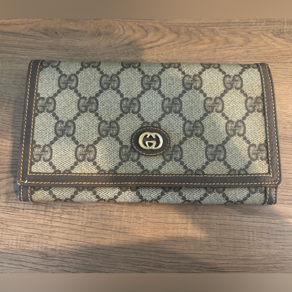 Gucci Beige and Brown Monogram Wallet